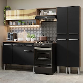 Foto 2 | Foto 2 | Cocina Integral Emilly Madesa 229cm Marrón/Negro con Vidrios Reflex