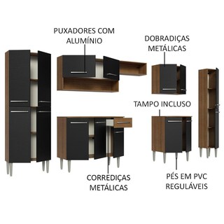 Foto 4 | Foto 4 | Cocina Integral 325cm Negro/marrón Emilly Joy Madesa