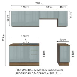 Foto 3 | Foto 3 | Cocina Integral Madesa Lux 240cm con Accesorios - Marrón/Gris