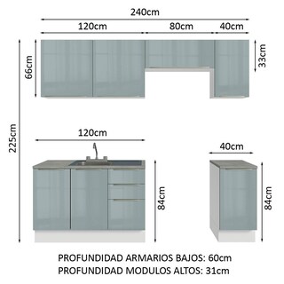 Foto 3 | Foto 3 | Cocina Integral con Accesorios 240 cm Lux Blanco/Gris