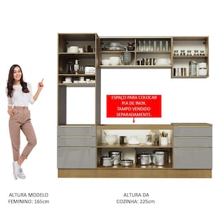 Foto 5 | Foto 5 | Gabinete de Cocina Integral Completa Madesa 240 Cm Lux Rústico/gris 02