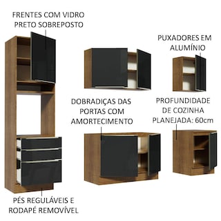 Foto 4 | Foto 4 | Madesa Gabinete De Cocina Integral Completa 240 Cm Lux Rústico/negro 03