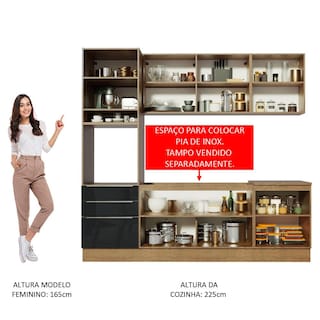 Foto 5 | Foto 5 | Madesa Gabinete De Cocina Integral Completa 240 Cm Lux Rústico/negro 03