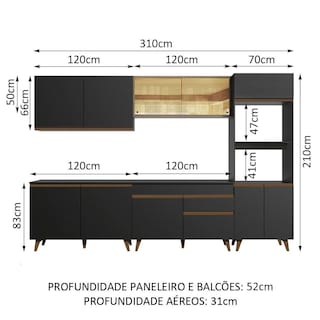 Foto 3 | Foto 3 | Madesa Gabinete De Cocina Integral 310 Cm Reims Negro/rústico 01
