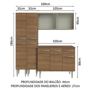Foto 3 | Foto 3 | Madesa Gabinete De Cocina Integral Compacta 169 Cm Emilly Rústico 10