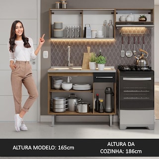 Foto 5 | Foto 5 | Madesa Gabinete De Cocina Integral Compacta 165 Cm Con Fregadero Emilly Rustic/negro 05