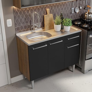 Foto 6 | Foto 6 | Madesa Gabinete De Cocina Integral Compacta 165 Cm Con Fregadero Emilly Rustic/negro 05