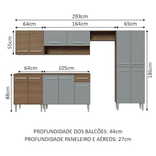 Foto 3 | Foto 3 | Madesa Gabinete De Cocina Integral 293 Cm Emilly Rústico/gris 01