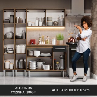 Foto 5 | Foto 5 | Madesa Gabinete De Cocina Integral Compacta 169 Cm Emilly Rustic/negro 10