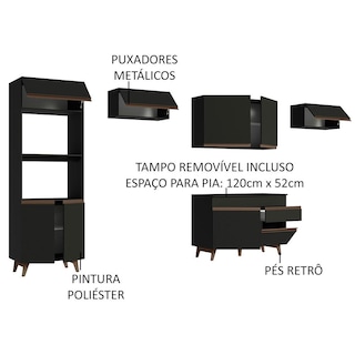 Foto 4 | Foto 4 | Madesa Gabinete De Cocina Integral 330 Cm Reims Negro 01