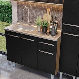 Foto 6 | Foto 6 | Madesa Gabinete De Cocina Integral Compacta 169 Cm Con Fregadero Emilly Rústico/negro 11