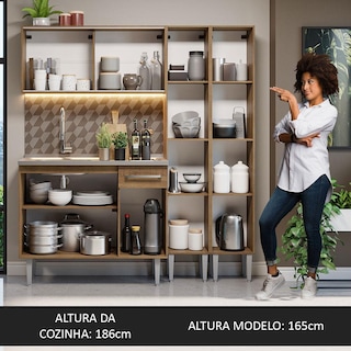 Foto 5 | Foto 5 | Madesa Gabinete De Cocina Integral Compacta 169 Cm Con Fregadero Emilly Rustic 12