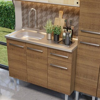Foto 6 | Foto 6 | Madesa Gabinete De Cocina Integral Compacta 169 Cm Con Fregadero Emilly Rustic 12