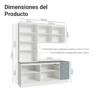 Foto 3 | Foto 3 | Cocina Integral Completa Armario De Vidrio Madesa Lux Bg 02
