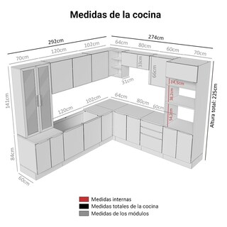 Foto 3 | Foto 3 | Cocina Integral Completa Armario De Vidrio Madesa Lux Mg 01