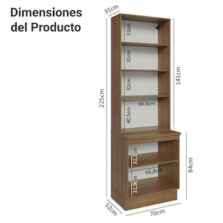 Foto 3 | Foto 3 | Kit Gabinete Bajo Con Armario De Vidrio Madesa Glamy 70 Mb 01