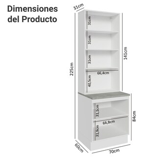 Foto 3 | Foto 3 | Kit Gabinete Bajo Con Armario De Vidrio Madesa Lux Bn 01