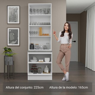 Foto 4 | Foto 4 | Kit Gabinete Bajo Con Armario De Vidrio Madesa Lux Bb 01