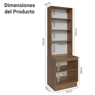 Foto 3 | Foto 3 | Kit Gabinete Bajo Con Armario De Vidrio Madesa Lux 70cm Mg 1