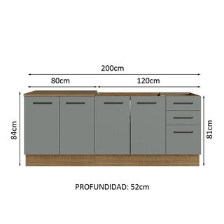 Foto 3 | Foto 3 | Cocina Integral Completa Modular Madesa Thêmis 220cm Bg 01