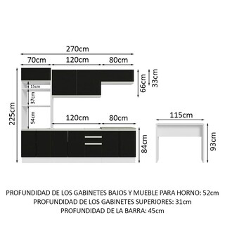 Foto 3 | Foto 3 | Cocina Integral Completa Madesa Glamy Blanco/negro Modular
