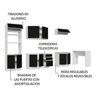 Foto 4 | Foto 4 | Cocina Integral Completa Madesa Glamy Blanco/negro Modular