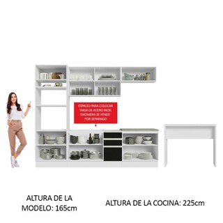 Foto 6 | Foto 6 | Cocina Integral Completa Madesa Glamy Blanco/negro Modular