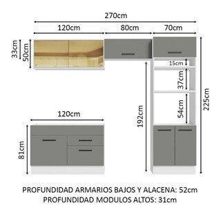 Foto 3 | Foto 3 | Cocina Integral Completa Modular Madesa Agata 270cm Bg 05