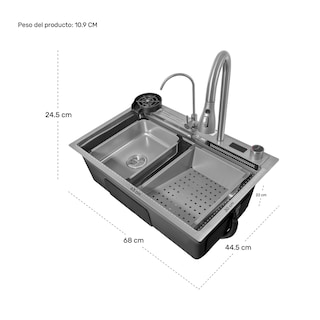 Foto 8 | Foto 8 | Tarja Fregadero Cocina Accesorios Premium 68x44.5x24.5cm Plata Gutstark Home