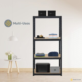 Foto 2 | Foto 2 | Estante Organizador Stock & Lock 4 Niveles Negro Mueble Multiusos