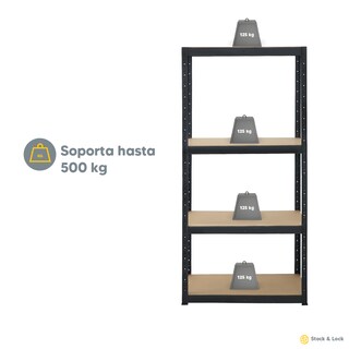 Foto 4 | Foto 4 | Estante Organizador Stock & Lock 4 Niveles Negro Mueble Multiusos