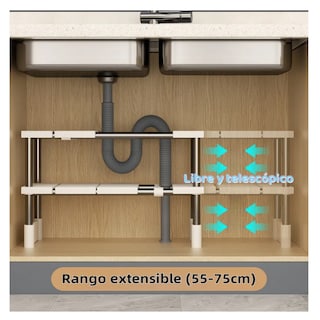 Foto 5 | Foto 5 | Retráctil Y Ajustable Organizador De Estante De Cocina Belug Blanco