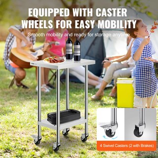 Foto 4 | Foto 4 | Mesa De Trabajo Vevor De Acero Inoxidable De 60 X 45 X 96 Cm Con 4 Ruedas - Venta Internacional.