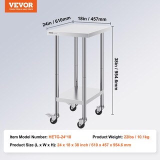 Foto 7 | Foto 7 | Mesa De Trabajo Vevor De Acero Inoxidable De 60 X 45 X 96 Cm Con 4 Ruedas - Venta Internacional.