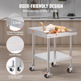 Foto 4 | Foto 4 | Mesa De Trabajo Vevor De Acero Inoxidable 60x60x76 Cm Con Ruedas - Venta Internacional.