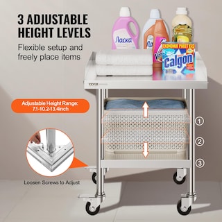 Foto 5 | Foto 5 | Mesa De Trabajo Vevor De Acero Inoxidable 60x60x76 Cm Con Ruedas - Venta Internacional.