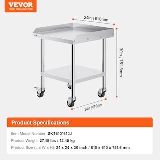 Foto 7 | Foto 7 | Mesa De Trabajo Vevor De Acero Inoxidable 60x60x76 Cm Con Ruedas - Venta Internacional.