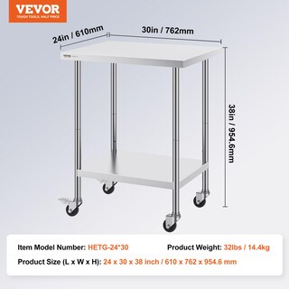 Foto 7 | Foto 7 | Mesa De Trabajo Vevor De Acero Inoxidable 60x75x95 Cm Con 4 Ruedas - Venta Internacional.