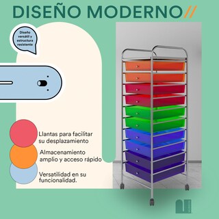 Foto 5 | Foto 5 | Carrito Organizador Mubson Cestio Multicolor 10 Cajones