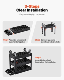 Foto 6 | Foto 6 | Carrito Utilitario Vevor De Plástico De 3 Niveles Con Capacidad De 250 Kg Con Ruedas Giratorias - Venta Internacional.