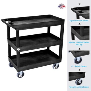 Foto 2 | Foto 2 | Carrito Utilitario Luxor Ec111hd-b Con 3 Estantes, Capacidad De 500 Libras - Venta Internacional.