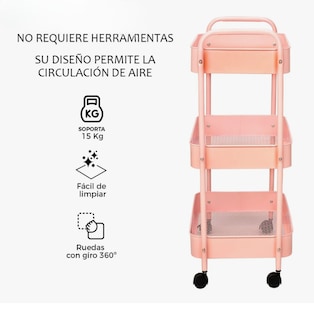 Foto 4 | Foto 4 | Carrito Organizador De Metal Transportador Metálico Ruedas