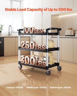 Foto 2 | Foto 2 | Carrito Utilitario Vevor, 500 Libras, Carga 3 Niveles, Plástico Con Ruedas 31.1 X 19.3 - Venta Internacional.
