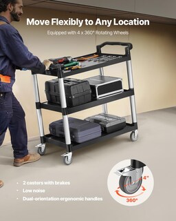 Foto 3 | Foto 3 | Carrito Utilitario Vevor, 500 Libras, Carga 3 Niveles, Plástico Con Ruedas 31.1 X 19.3 - Venta Internacional.