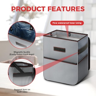 Foto 3 | Foto 3 | Tapa De Basurero Healsmart De 2 Galones Y Bolsillos De Almacenamiento Gris - Venta Internacional.