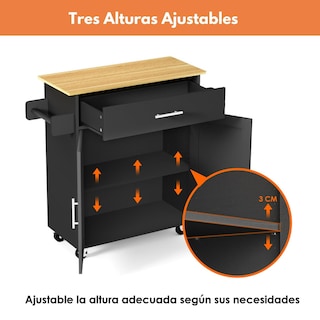 Foto 6 | Foto 6 | Carrito De Cocina Madera Negro Carrito De Almacenamiento gomyhome
