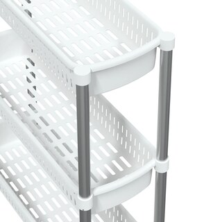 Foto 6 | Foto 6 | Carrito De Almacenamiento Vidaxl Con Marco De Aluminio De 3 Niveles  Color Plateado Y Blanco - Venta Internacional.