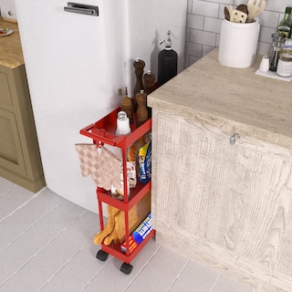 Foto 4 | Foto 4 | Carrito De Almacenamiento Simple Houseware De 3 Niveles Delgado Y Estrecho Rojo - Venta Internacional.