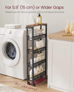 Foto 3 | Foto 3 | Slim Rolling Cart Vasagle Almacenamiento De 5 Niveles Para Cocina Marrón - Venta Internacional.