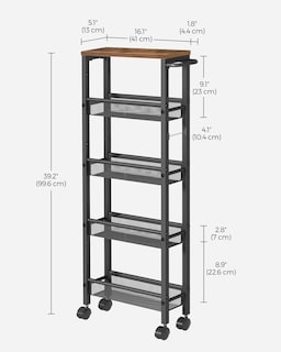 Foto 6 | Foto 6 | Slim Rolling Cart Vasagle Almacenamiento De 5 Niveles Para Cocina Marrón - Venta Internacional.